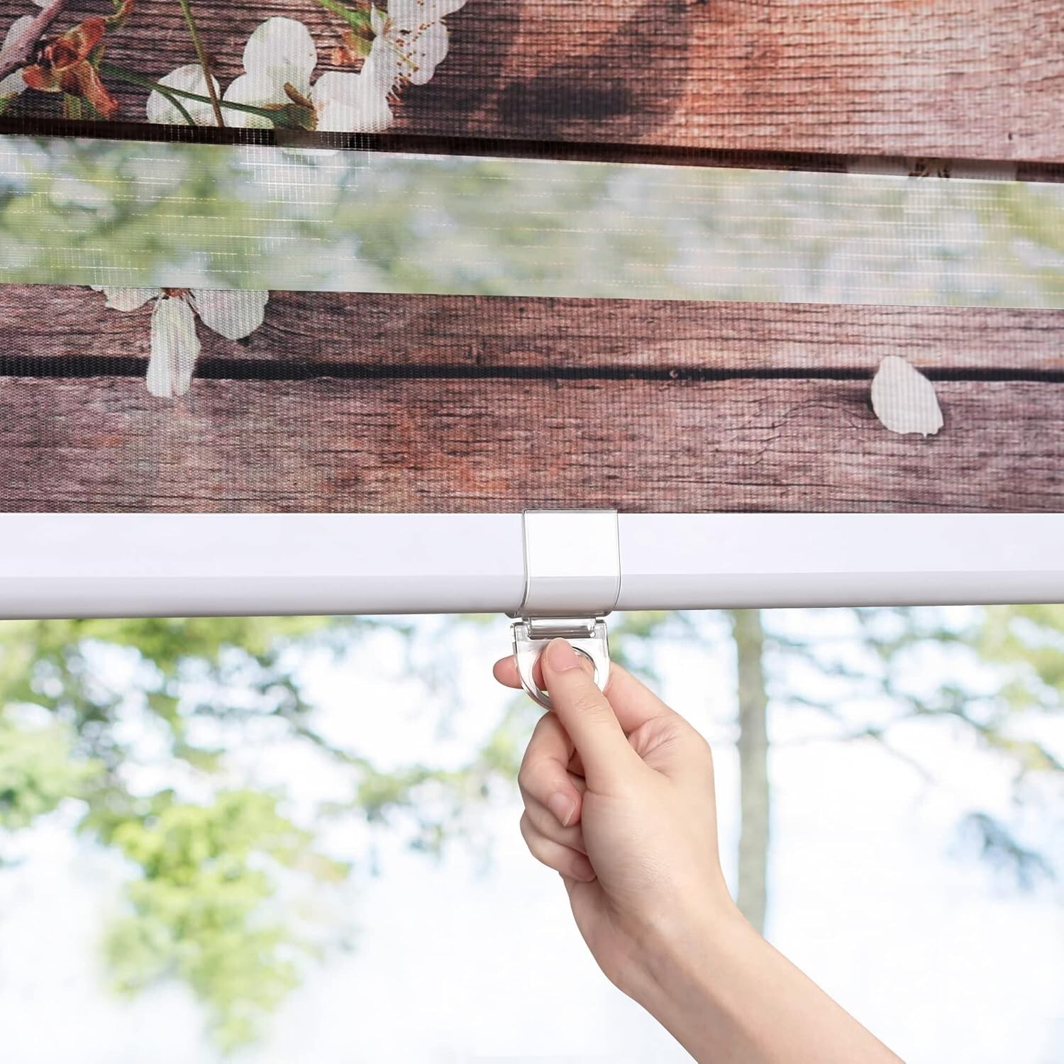 Horizontal Window Shade Blind Zebra Roller Blinds Curtains Pick Size Wood Flower