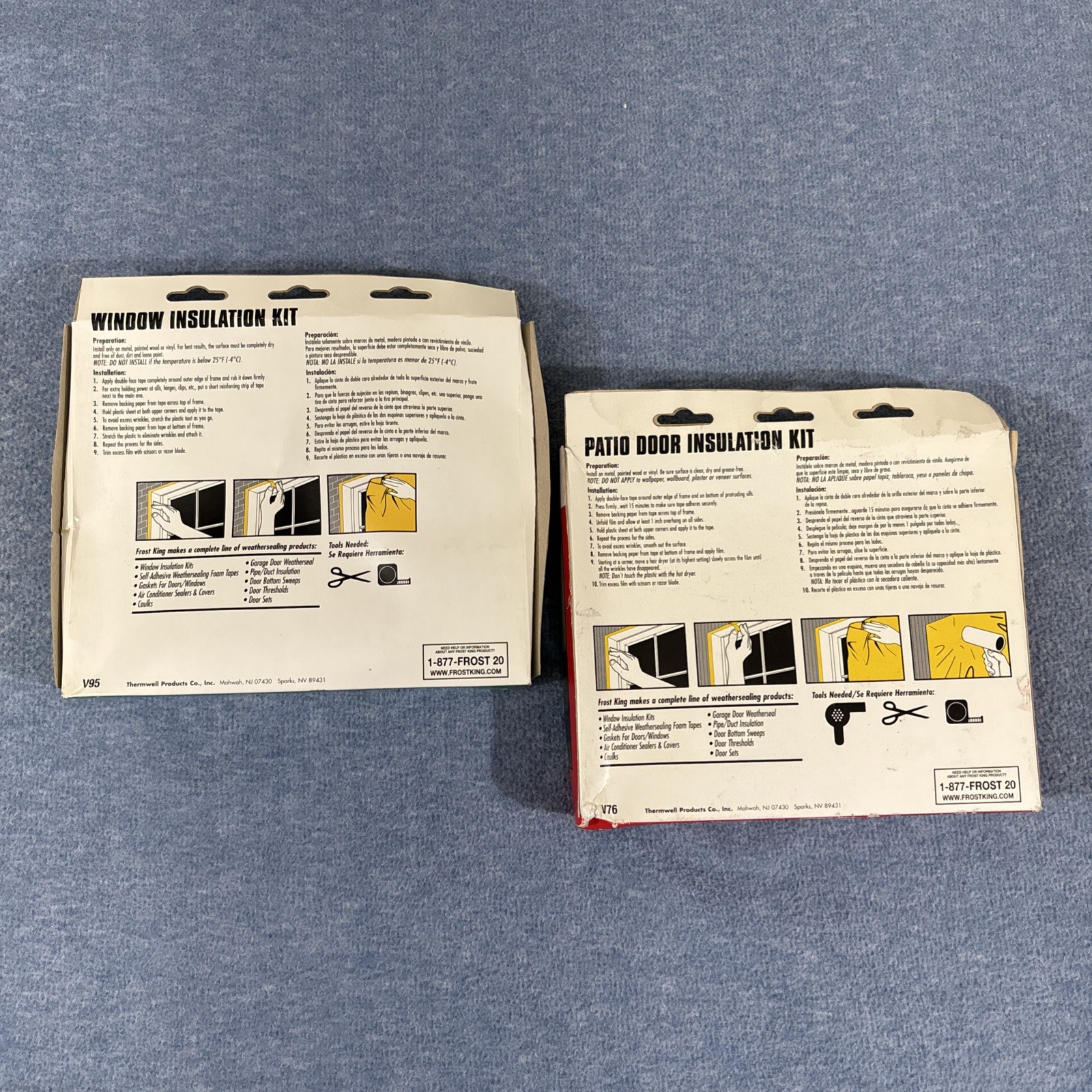 2 PACK Frost King Window Insulation Indoor Kits PATIO DOOR & EXTRA LARGE WINDOW