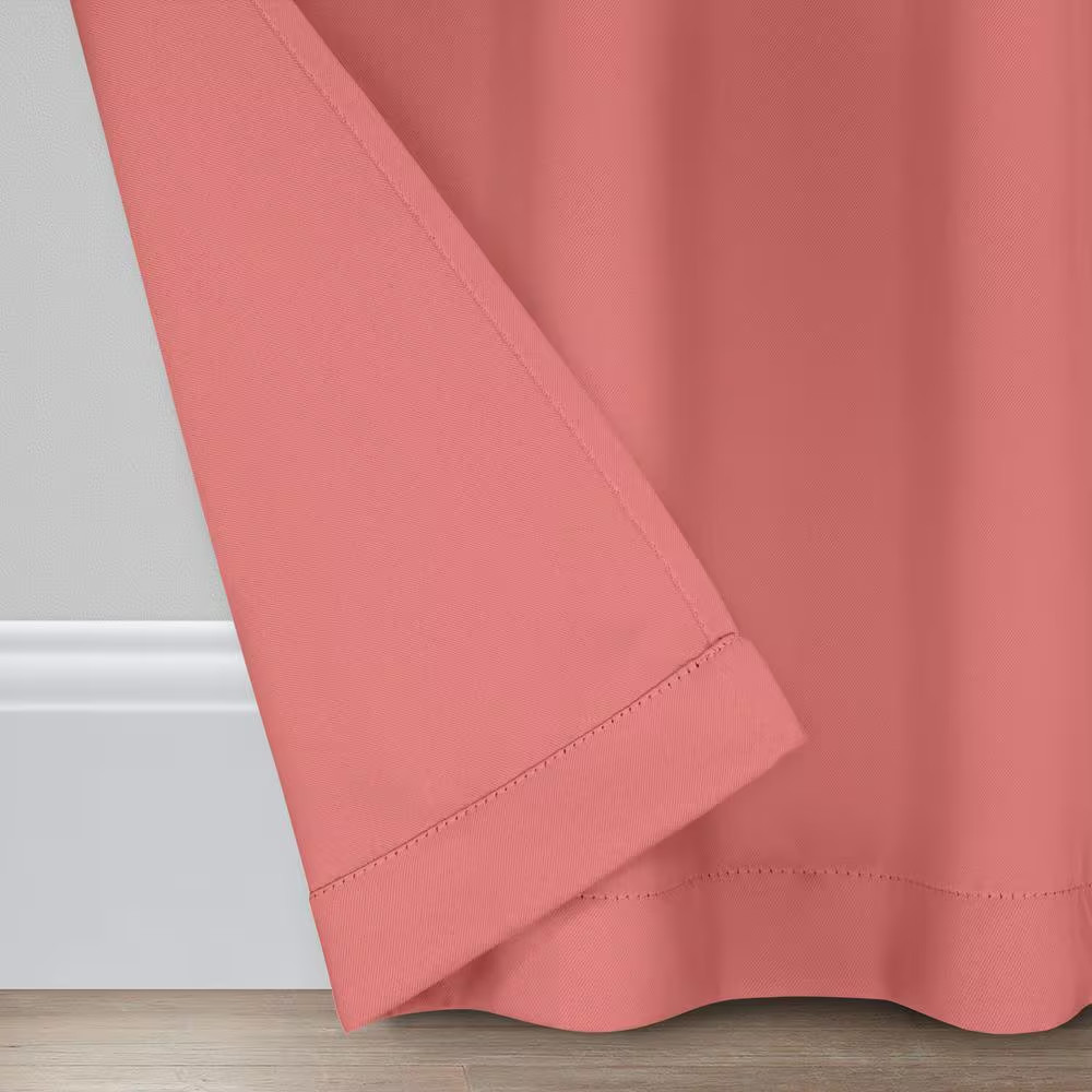 Darrell Coral Solid Polyester 37 In. W X 84 In. L Grommet Blackout Curtain