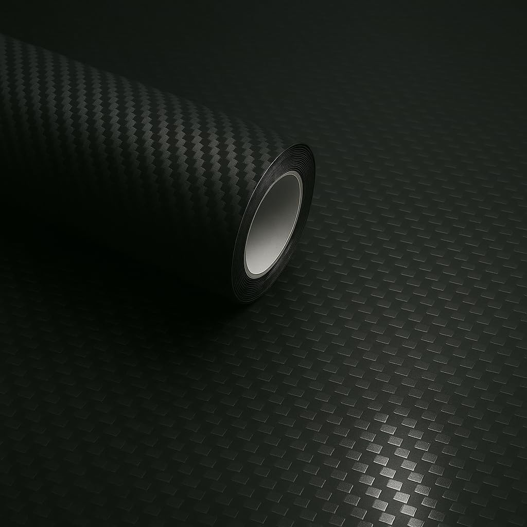 Rockrose 3D Matte 3D Black Carbon Fiber Vinyl Wrap, Anti-Wrinkle, Air Release Au