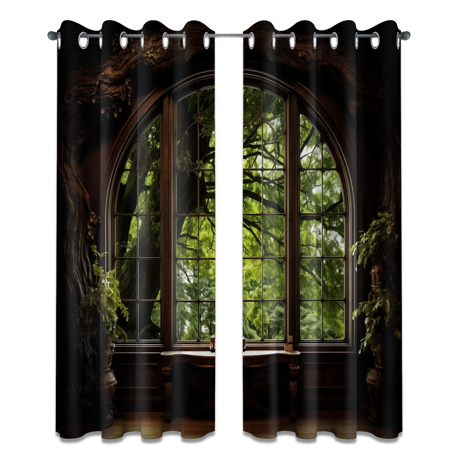 Forest Landscape Patterned Blackout Curtains Spring Nature Scene Mountain Gro…