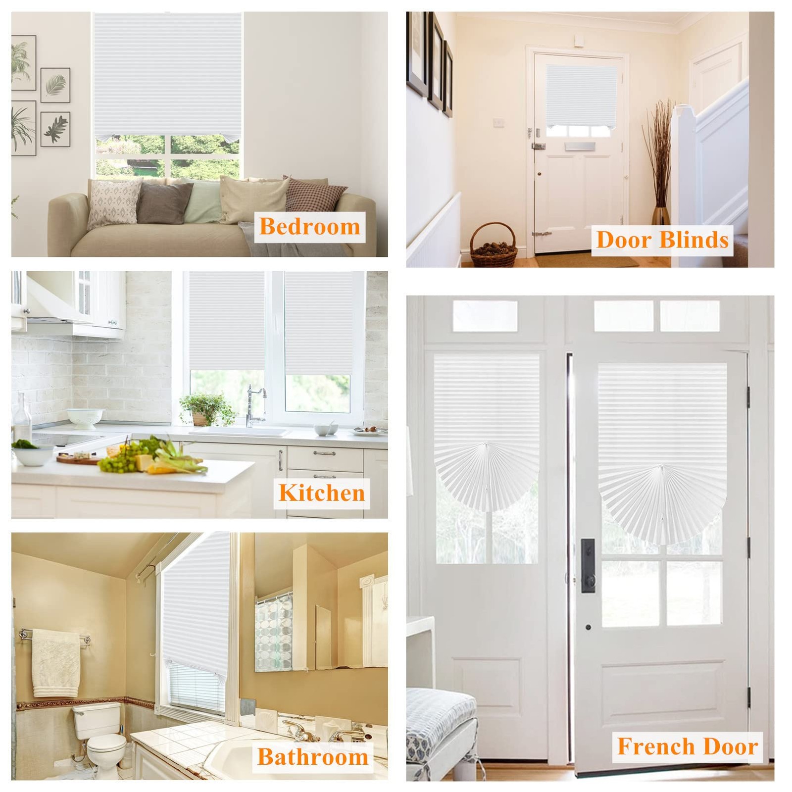Non Woven Fabric Window Blinds Cordless No Drill, Size Temporary Pleated Shades
