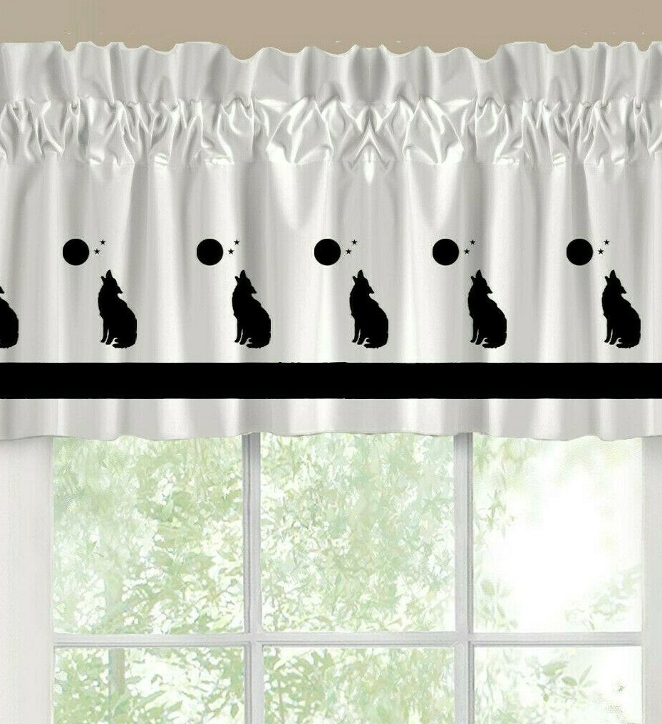 Wolf Coyote Howling at Moon Window Valance/Curtain *Your Choice of Colors*