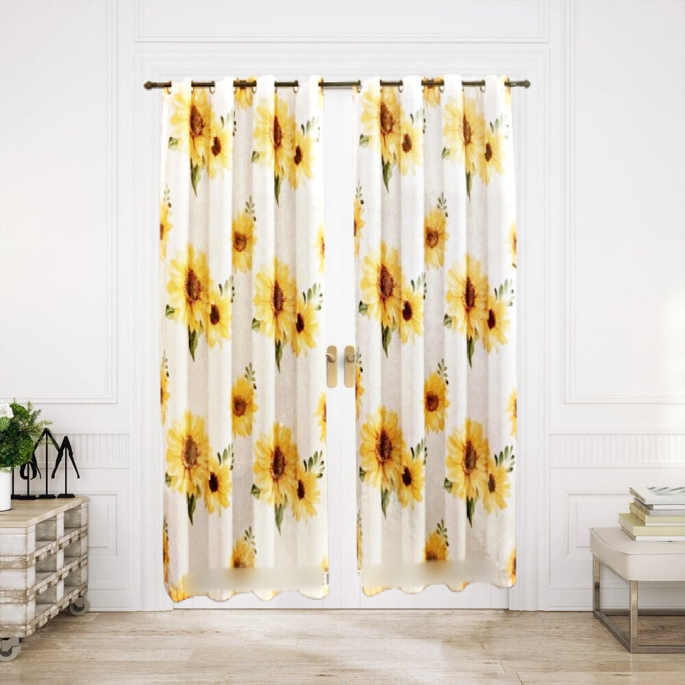 2PC XWIDE SUNFLOWER SUADE PANEL BLACKOUT GROMMET WINDOW CURTAIN 54″WX84″LEACH PC