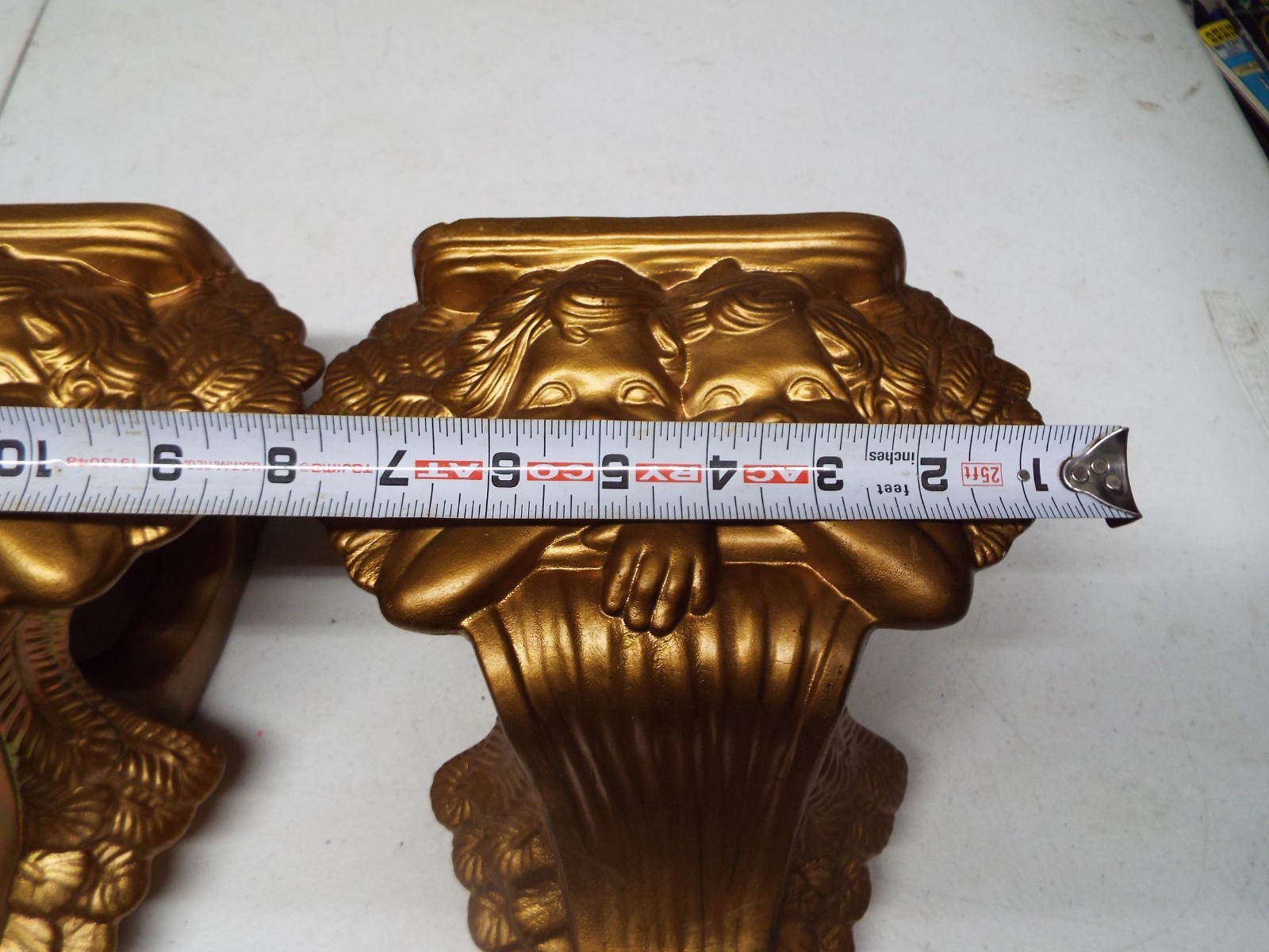 2 Vintage Ceramic Angel Cherub Drapery Curtain Rod Wall Hanging Sconces