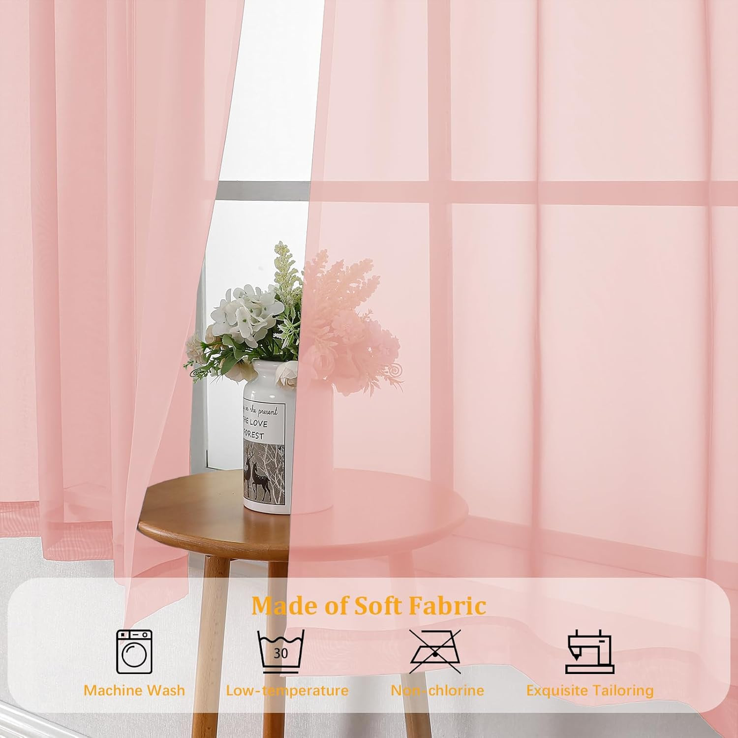 Blush Pink Valances for Windows, Small Light Filtering Rod Pocket Cafe Valance C