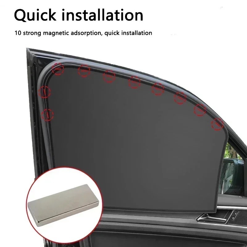 2 Pack Magnetic Car Front Window Sun Shade Cover UV Block Protection Half Shade