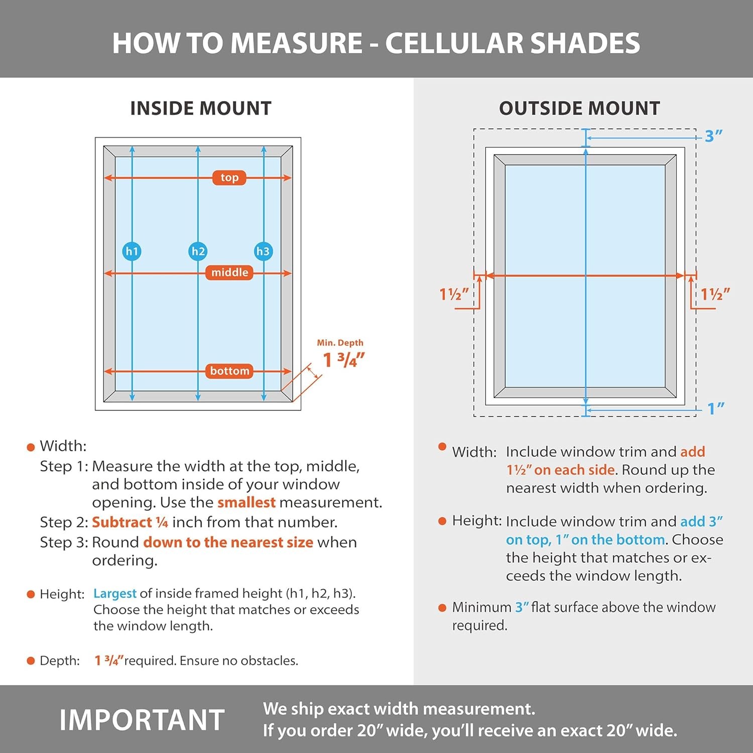 Cordless Blackout Cellular Shade – Energy-Saving, Inside/Outside Mount