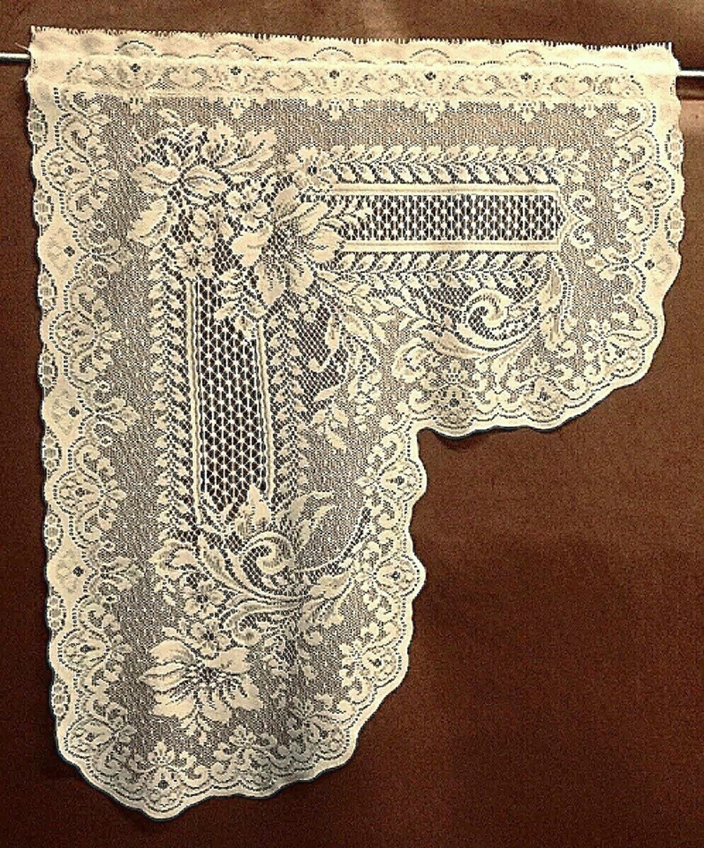 Fontaine Ivory Cotton Blend Lace Insert Valance or Swag 60″ x 36″ Livingroom