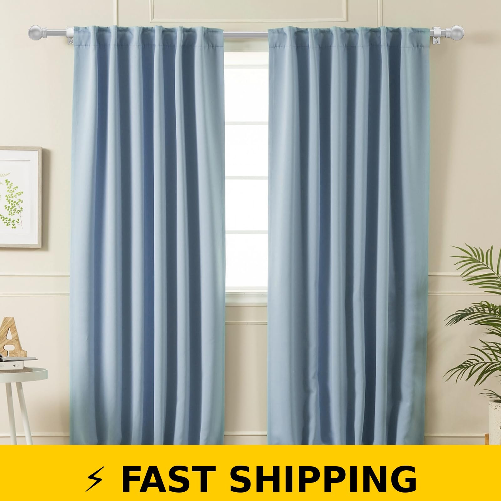 Authandis Silver Adjustable Curtain Rod 32-48 Inch – Gray