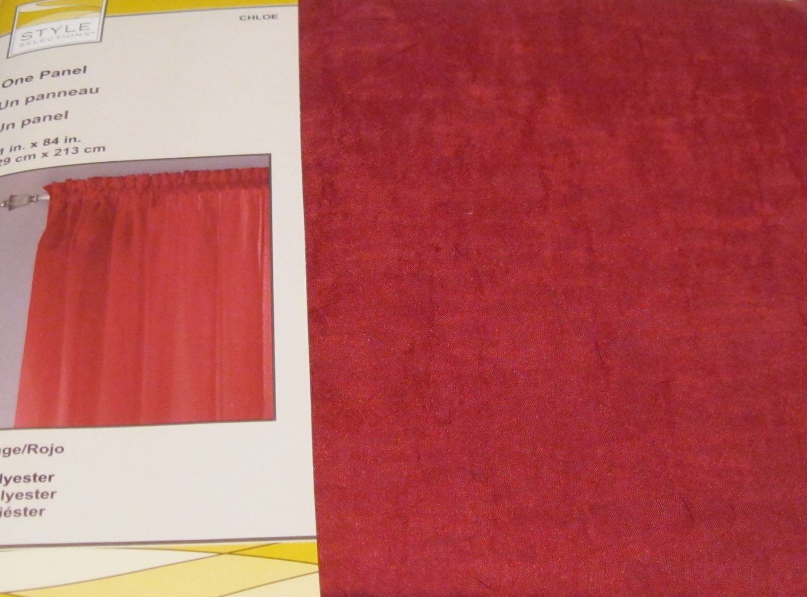 CHLOE Style Selections Red Sheer Panel Curtain Drape 51″ by 84L NIP
