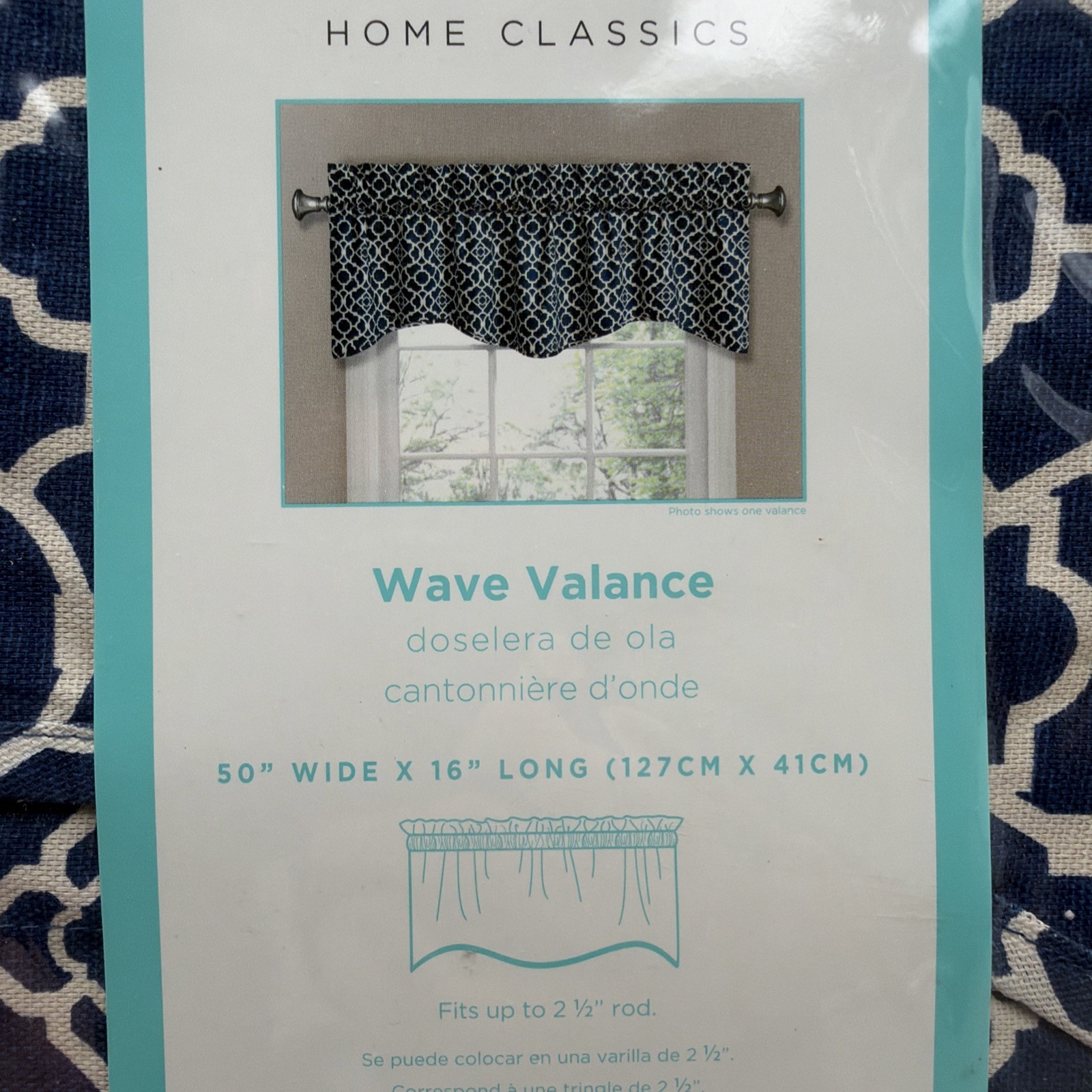 Waverly Wave Valance Lovely Lattice Indigo Blue Valance 50″ X 16″ #0379268