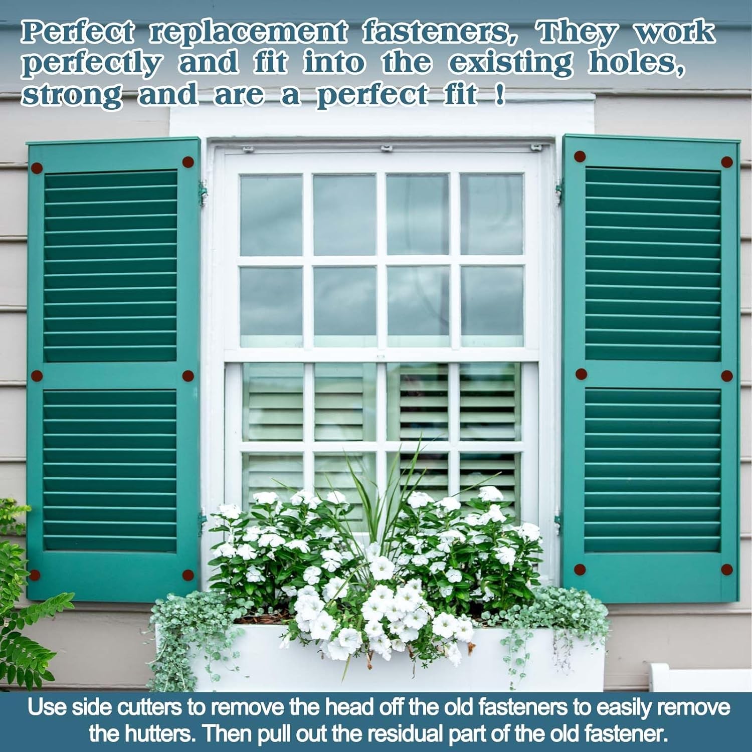 60Pcs 3 Inch Vinyl Shutter Fasteners, Window Shutter Panel Pegs Shutter Screws L