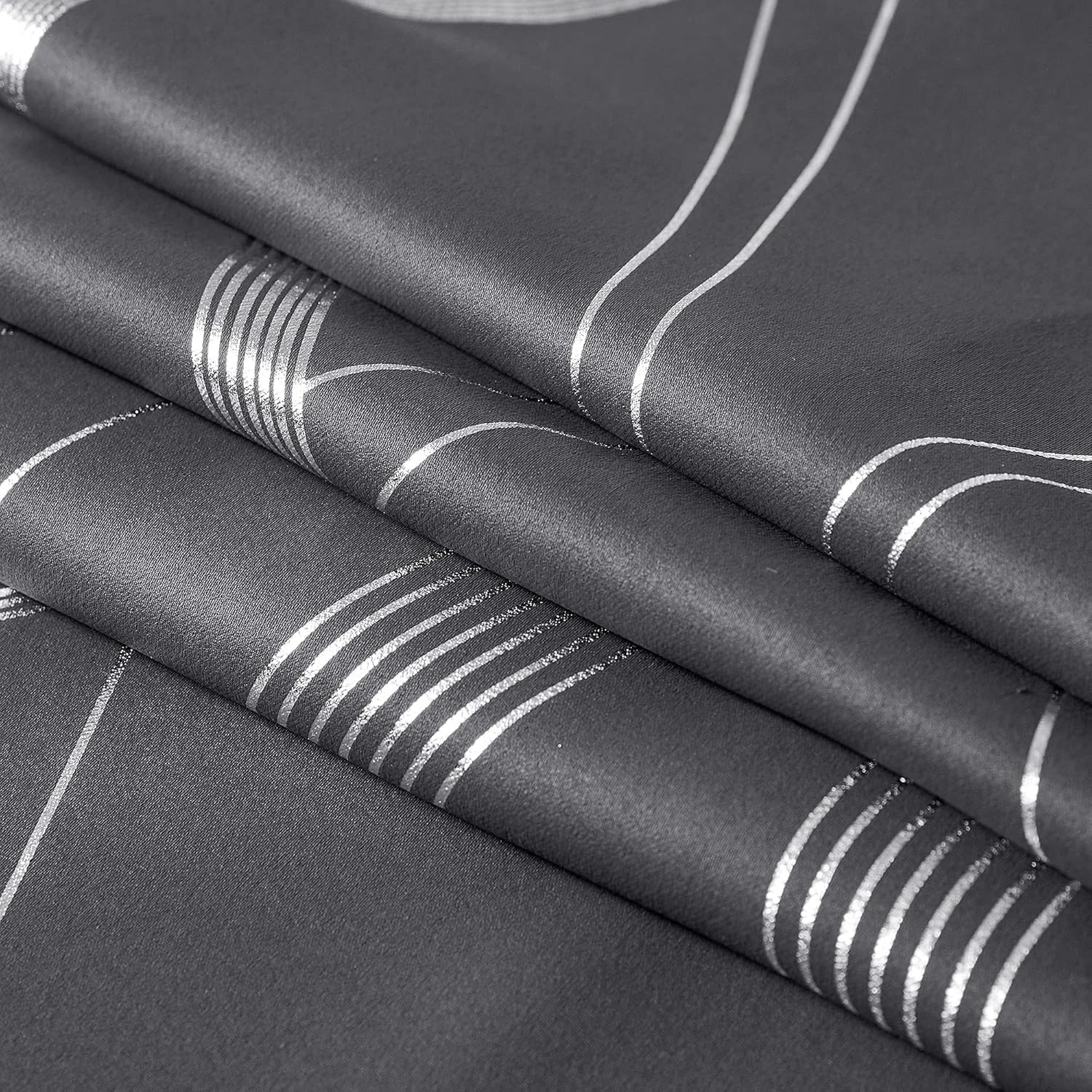 NICETOWN Grey Blackout Striped Pattern Curtains for Living Room 84 Inch Long 2 P