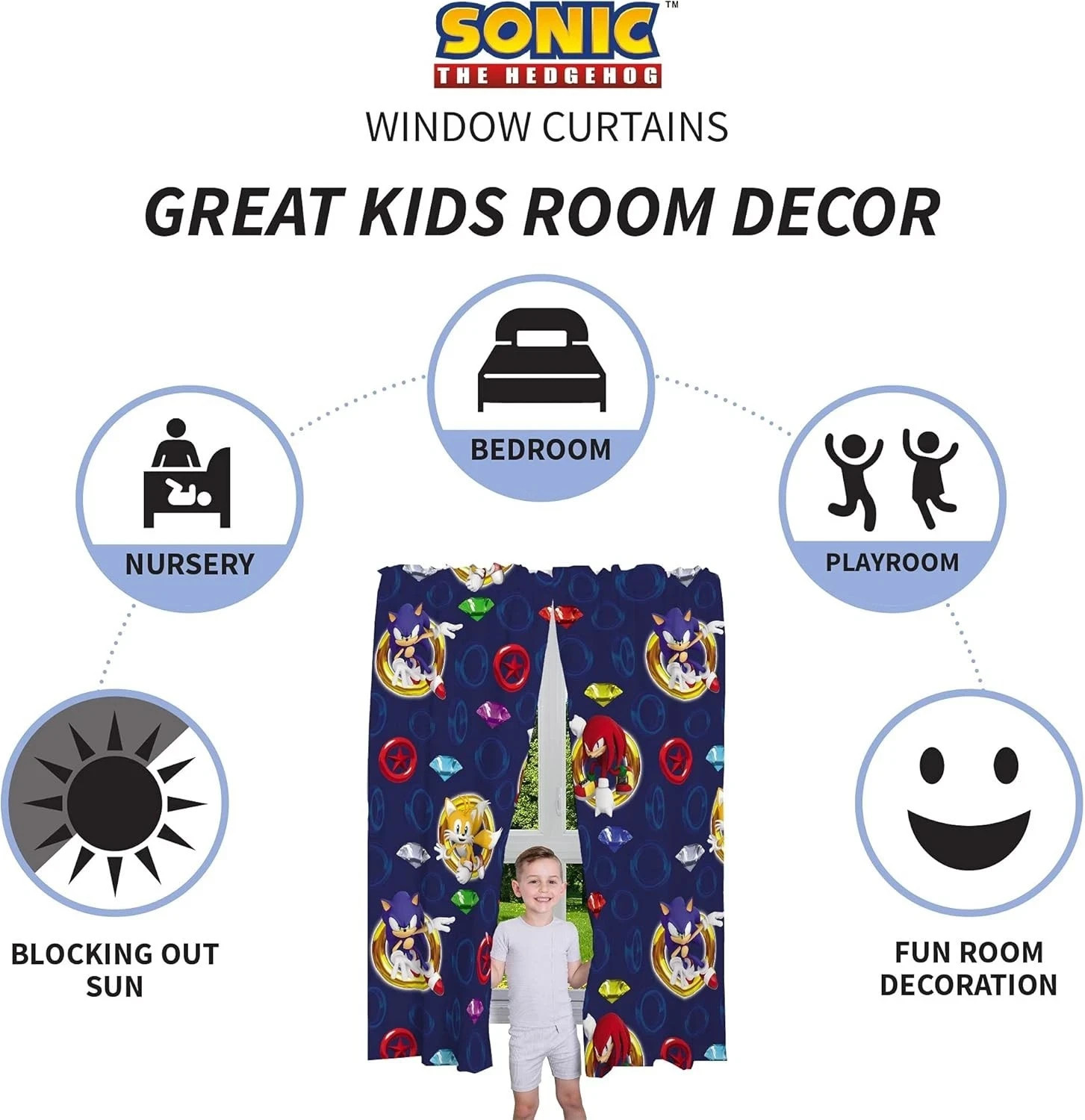 Franco Kids Room Window Curtains 63″W x 82″L (Pack of 1), Sonic the Hedgehog