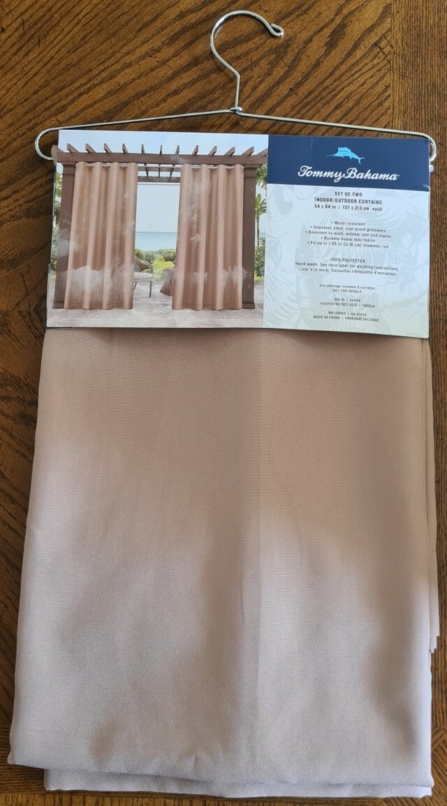 Tommy Bahama 2 Solid Taupe Grommet Indoor / Outdoor Curtains 54 x 84 EA