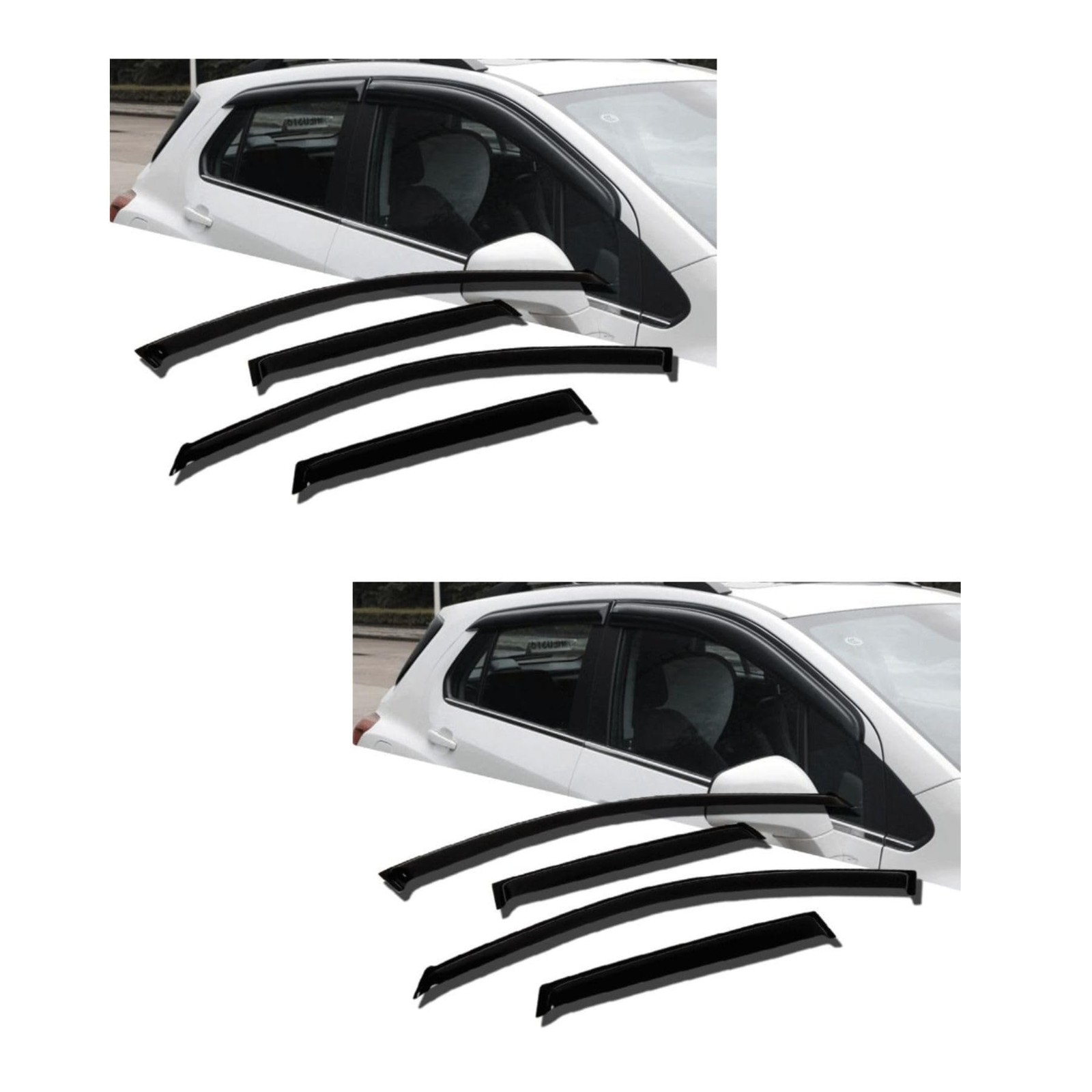 Sun Rain Wind Deflectors Door Window Visors Toyota Yaris 2013-2018 Dark Smoke