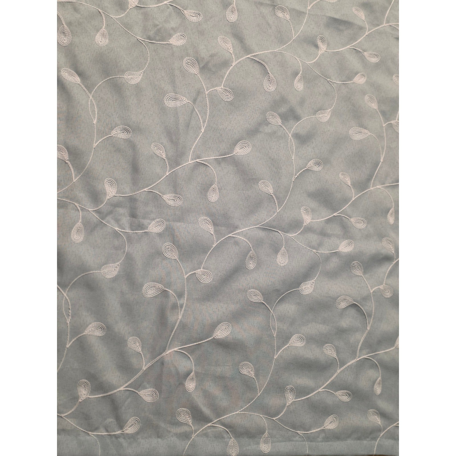 Miuco Light Blue Embroidered Leaf Vine Grommet Top Curtain Panels Set of 2 52×63