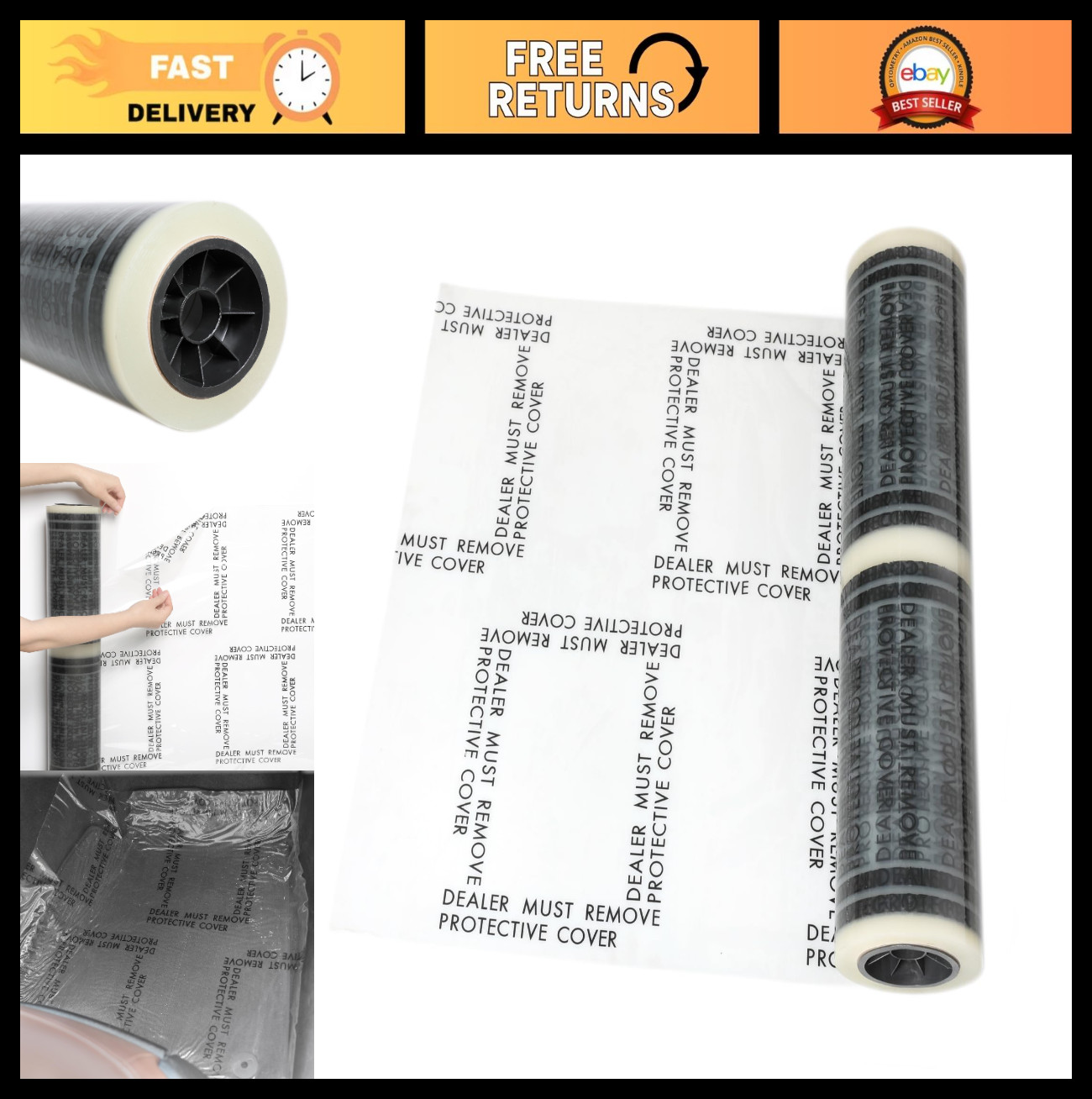 4 Mil Adhesive Car Carpet Protector Film Roll – Sticky Floor Mats Cover 24″x200′