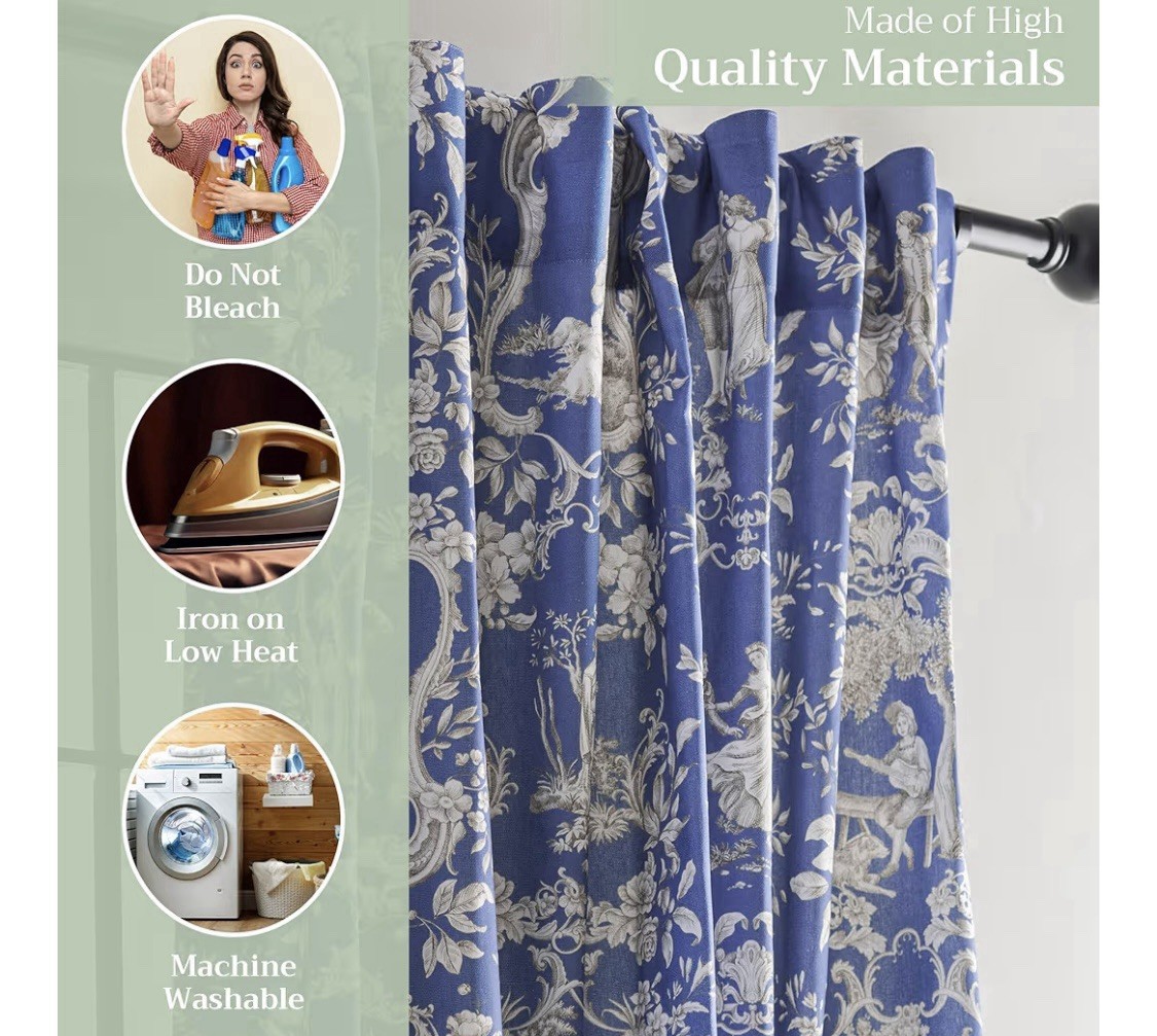 Maison d’ Hermine Curtains for Living Room 100% Cotton 96” X 50” One Panel