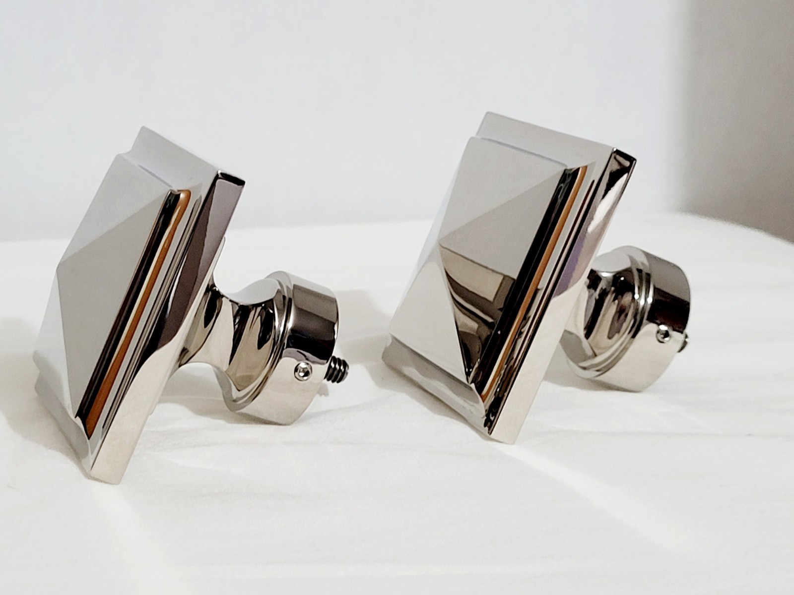 Restoration Hardware Easton Square Solid Brass Medium Finials Polished Nickel
