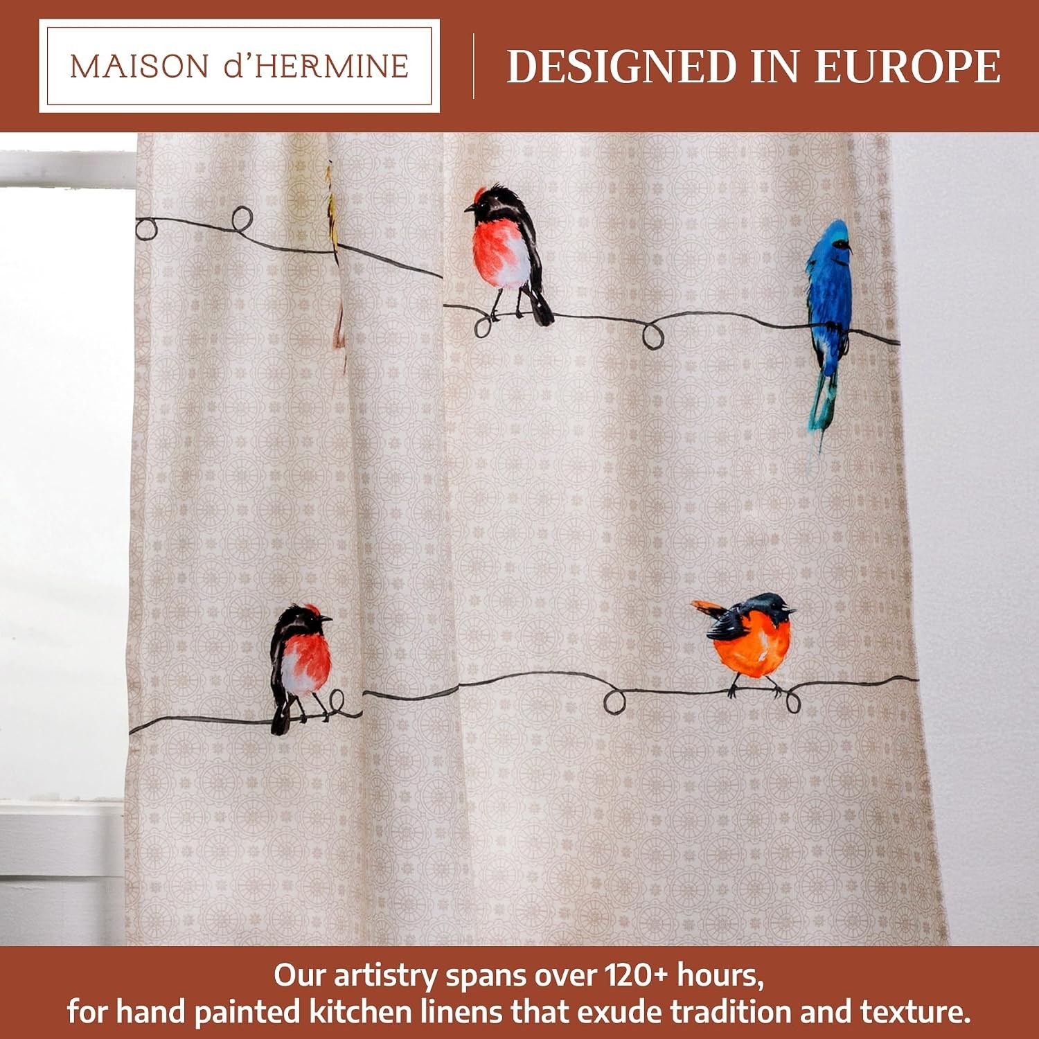 Kitchen Curtain Set for Windows 100% Cotton Set of Kitchen Curtain Valance fo…
