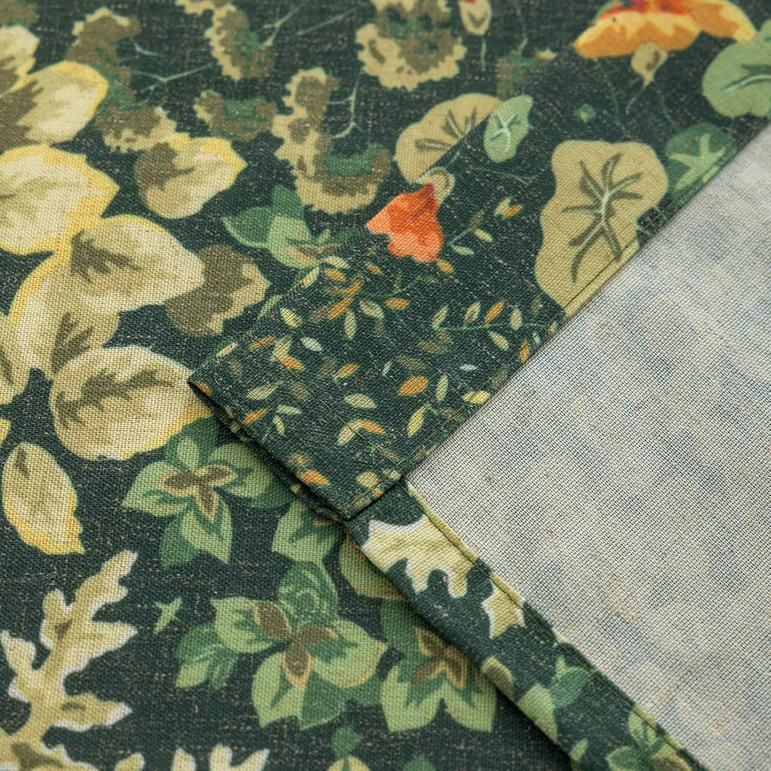 Green Floral Curtains 84 Inches Long 2 Panels Vintage Cottagecore Botanical