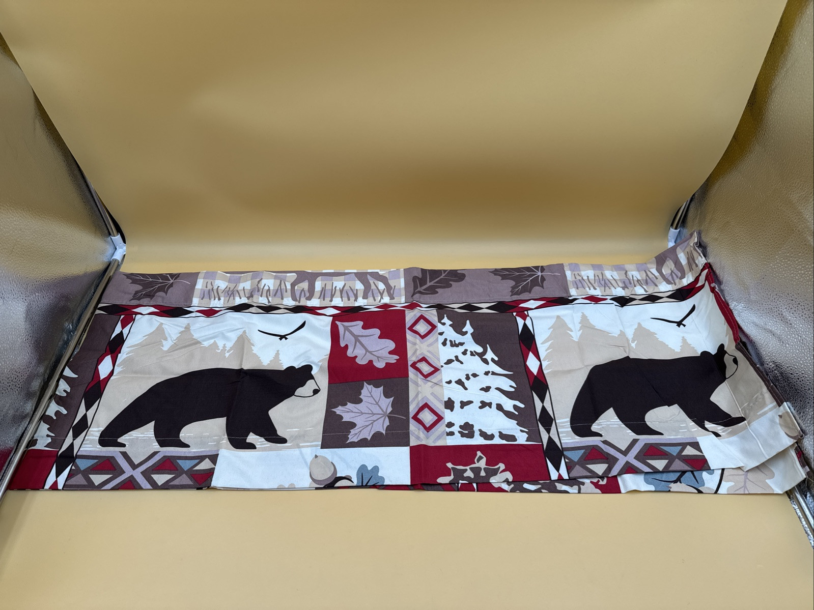 Brand New! Black Forest Decor Montrose Curtain Valance 80”x16” Bears Brown & Red