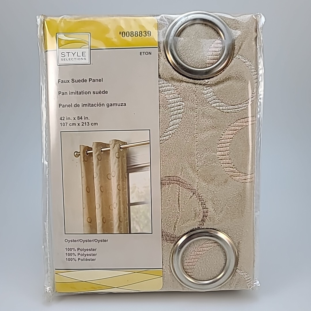 Style Selections Eton Faux Suede Curtain Panel – Oyster