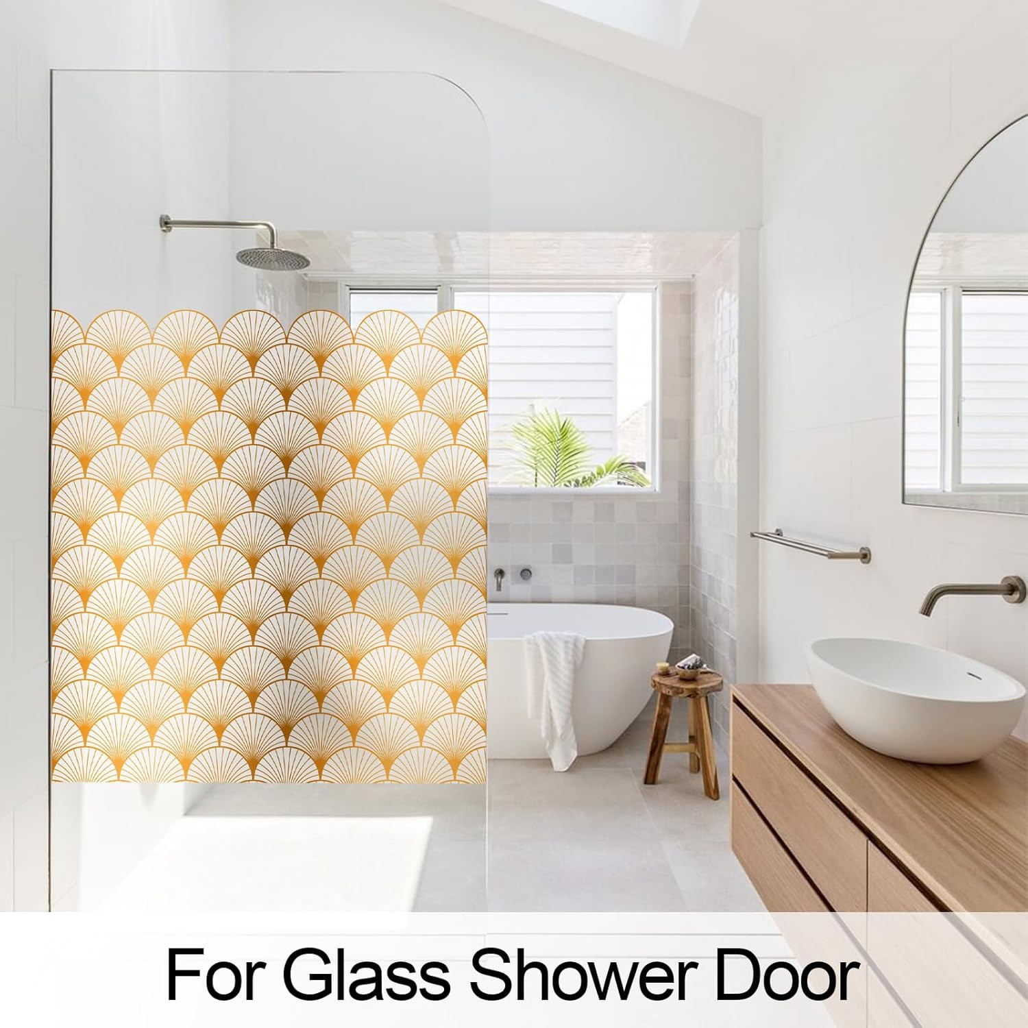 DKTIE Geometric Art Stained Glass Window Film Bathroom Window Privacy Film Frost