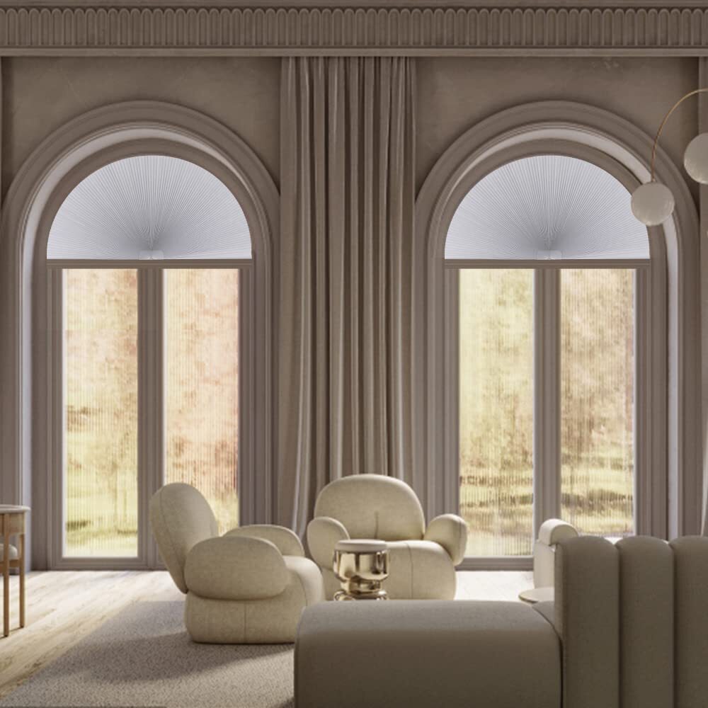 LUCKUP Arch Window Shades Light Filtering/Blackout Semi Circular Cellular Blinds