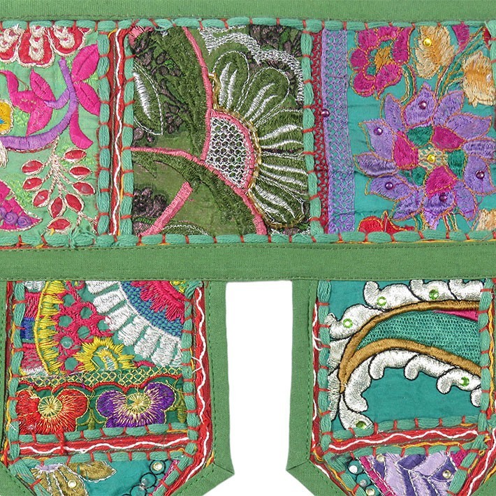 2 Meter Indian Green Handmade Patchwork Wall Toran Hanging Home Door Decorative