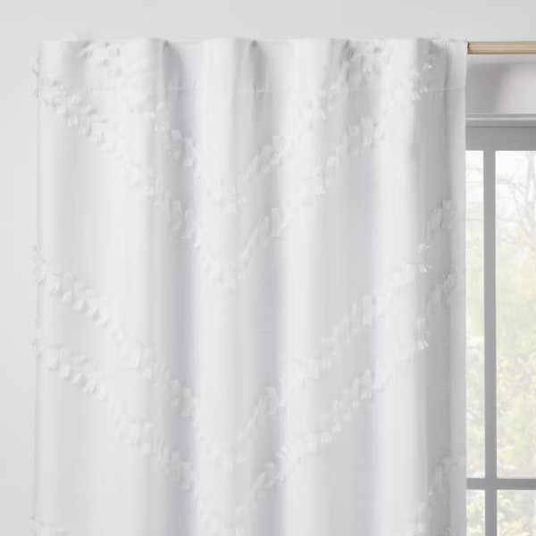 Pillowfort Chevron Clip Dotted Sheer Overlay Kids Blackout 42×63″ Curtain Panel#