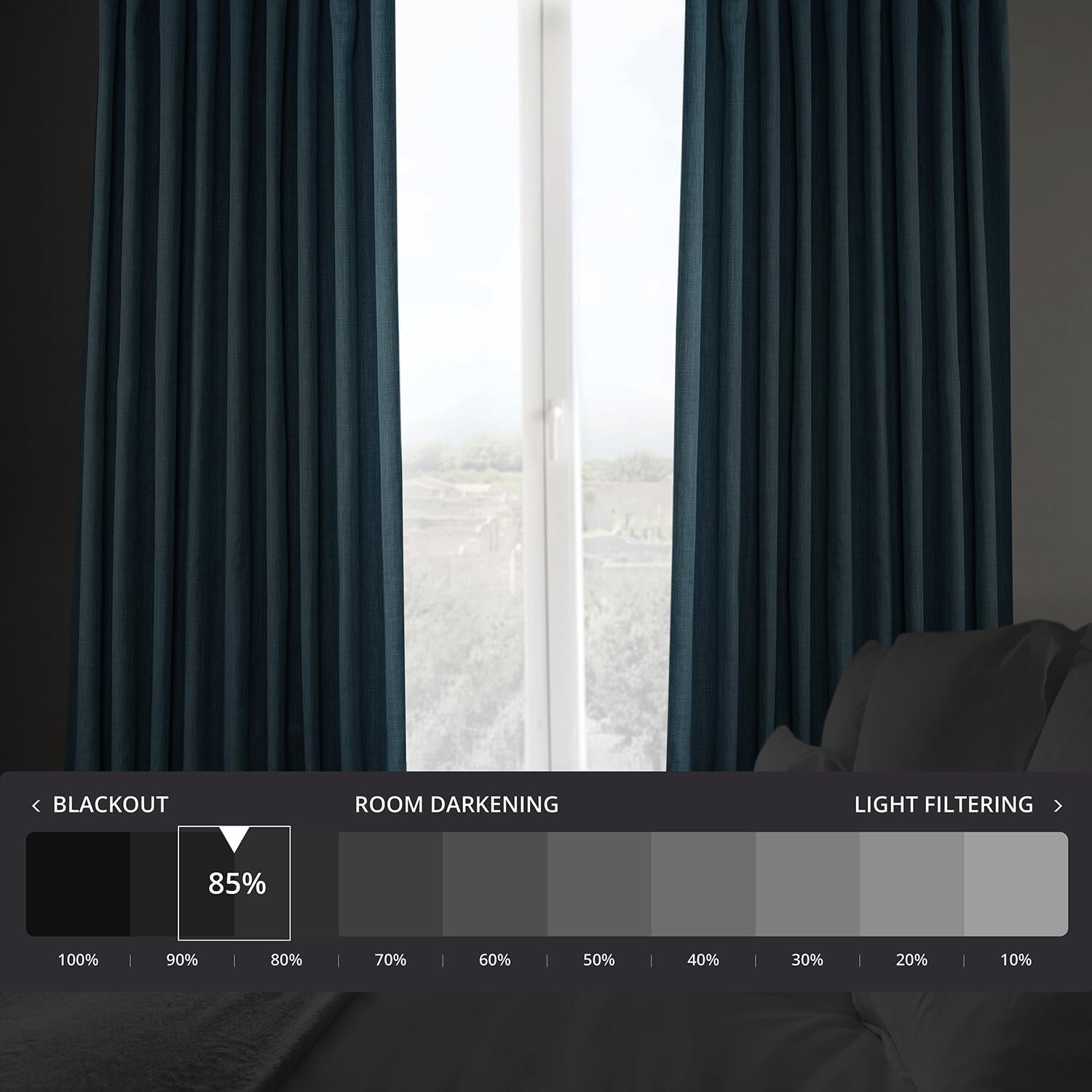 1 Panel Story Blue 84″L x 100″W Linen Darkening Curtains For Bedroom Living Room