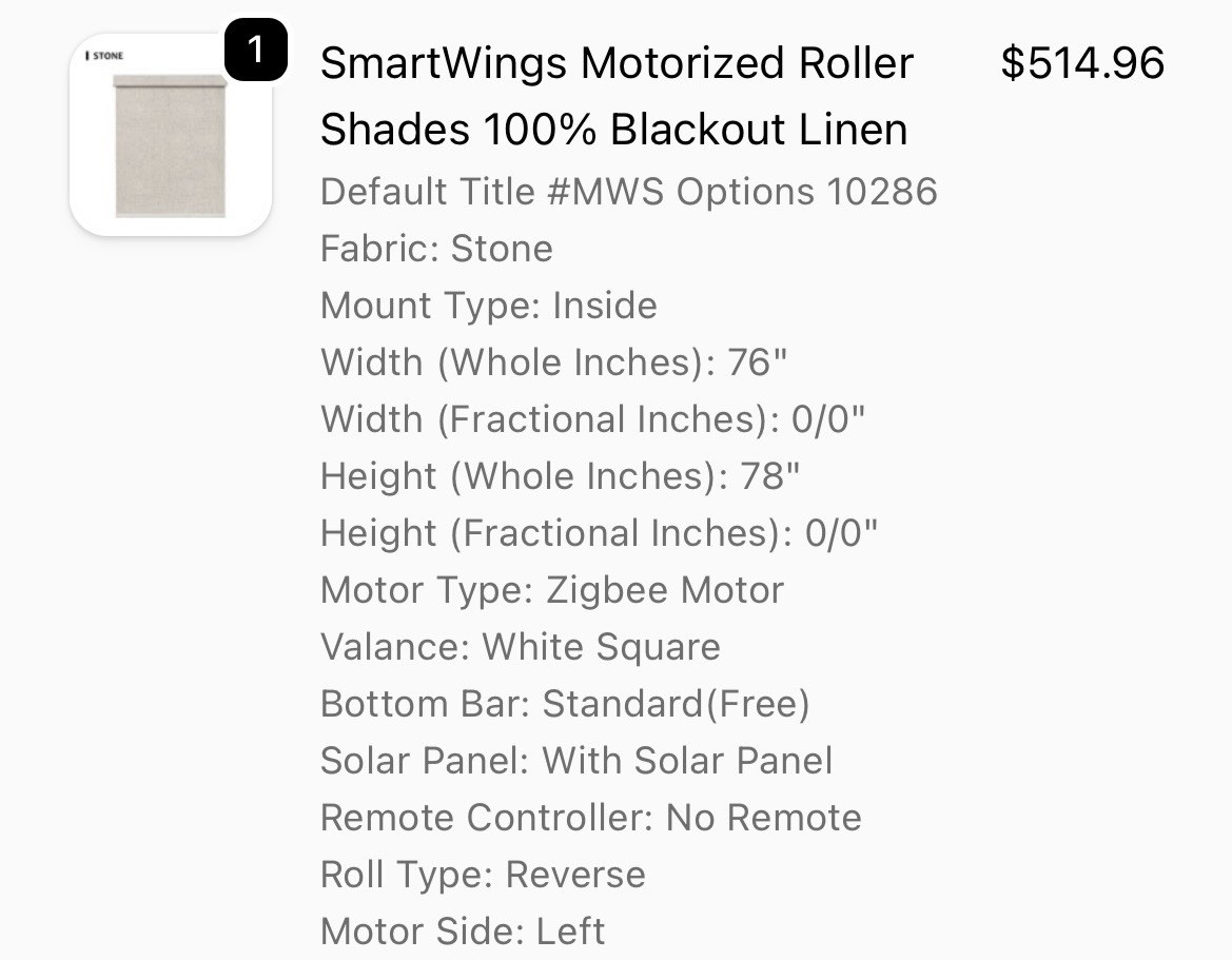 SmartWings Motorized Roller Shades 100% Blackout Linen
