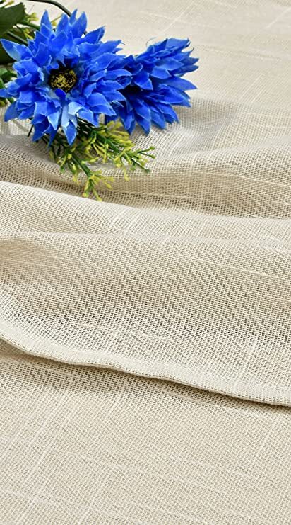 Linenweaves Cotton Linen Solid Window Curtain Set With Eyelet Rings 4.5ft x 5 ft