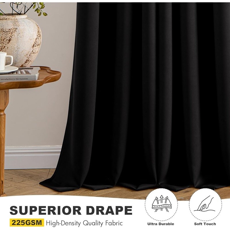 Blackout Curtains 2 Panels Light Blocking Energy Saving Grommet Drapes New