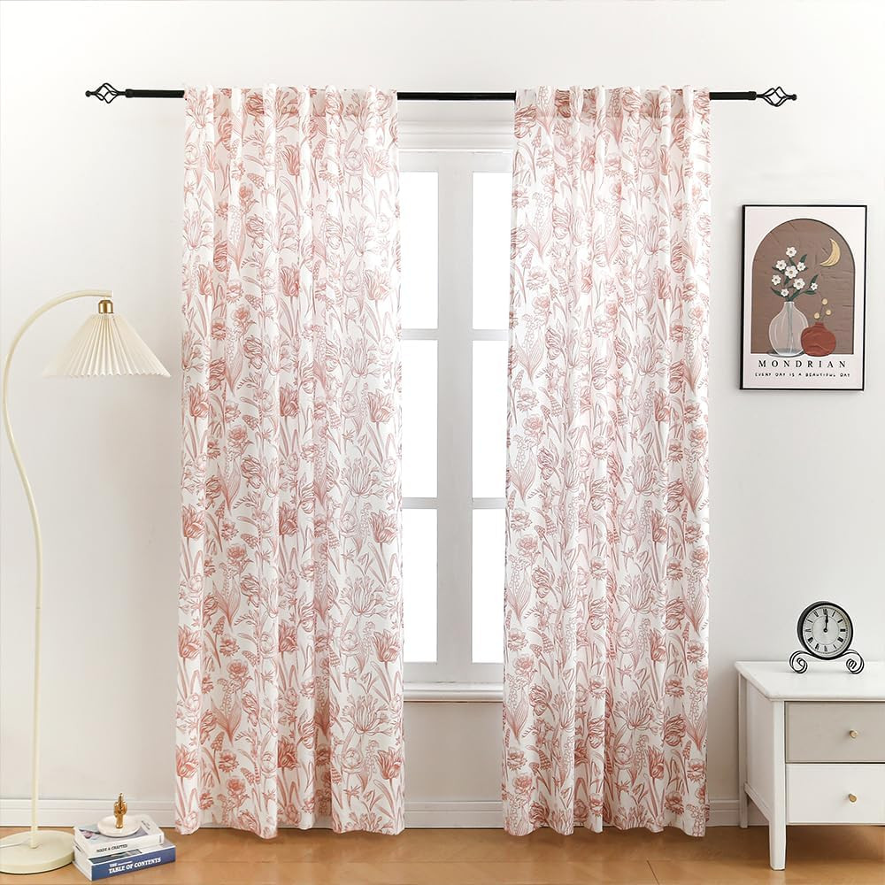 Blackout Curtains 2 Panels Poppy Floral 52″ W X 96″ L