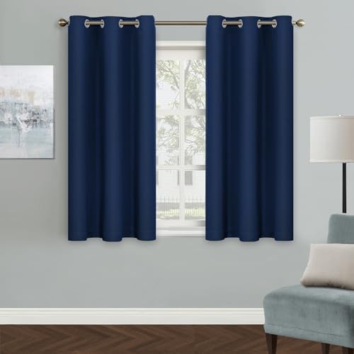Blue Blackout Curtain for Bedroom & Kitchen, 45 42″W x 45″L (Pack of 1) Navy