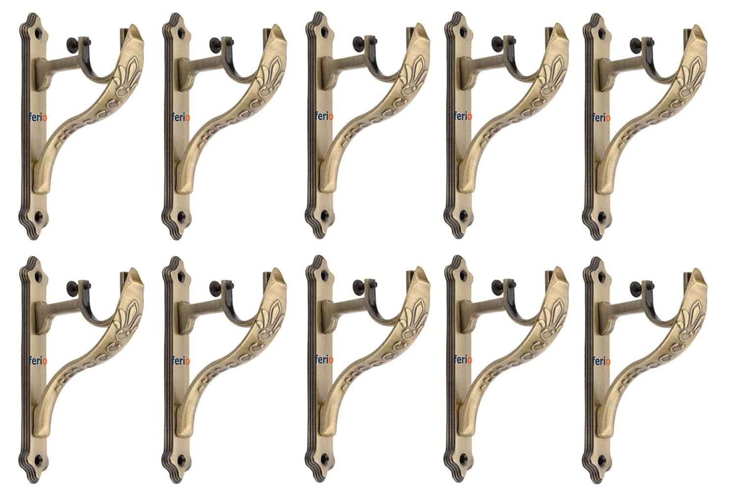 Antique Brass Heavy Curtain Support Bracket Set For Doors & Windows 1 Inch Rod