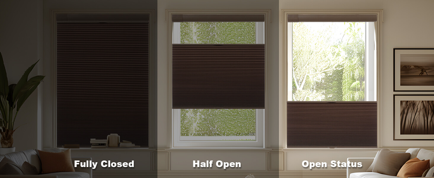 No Tool Screw Install Top Down Bottom Up Blackout Brown Cellular Blind Honeycomb