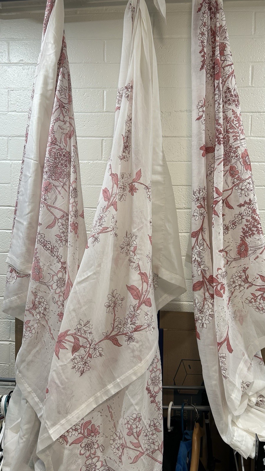 Vintage-single stitch style cherry blossom curtain Bundle 57×82 in Set of 3