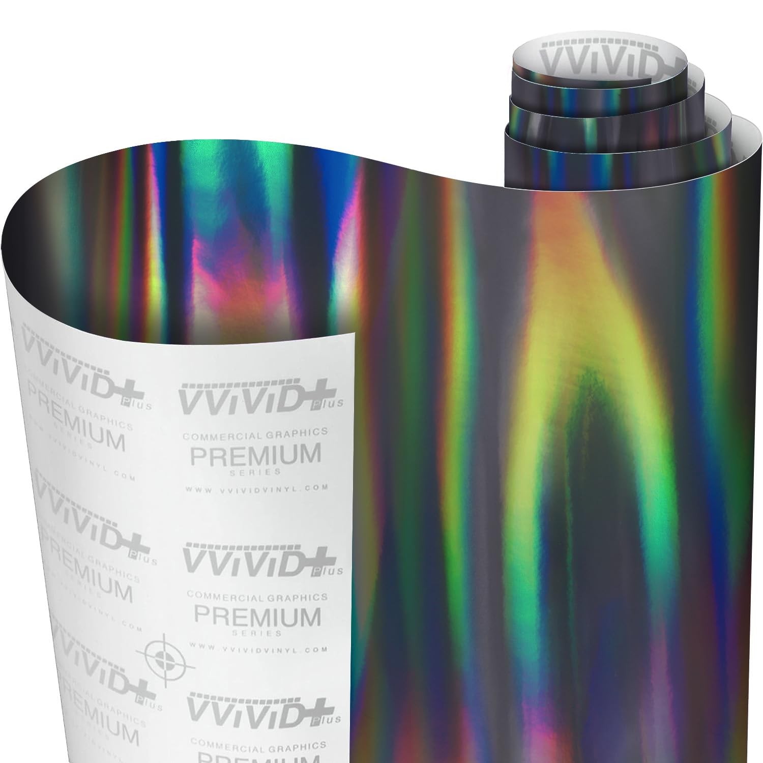 Vvivid Black Holographic Chrome Vinyl Wrap Rainbow Finish Roll Diy Air-Release