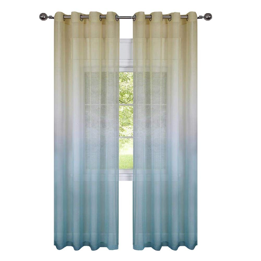 2 Pack Semi Sheer Ombre Chic Grommet Curtain Panels – Assorted Colors (Citrus…