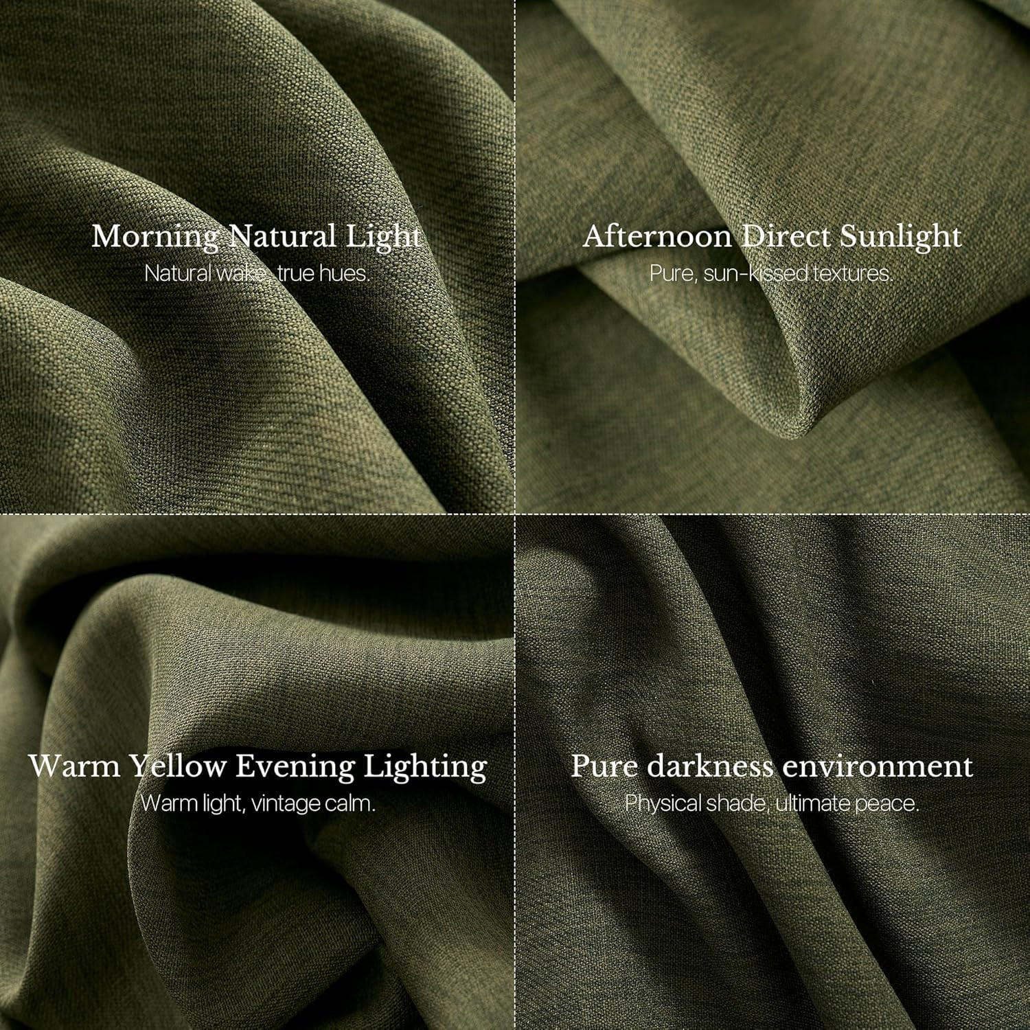 Vintage Olive Green Room Darkening Curtains 90″ Long – 2 Panels