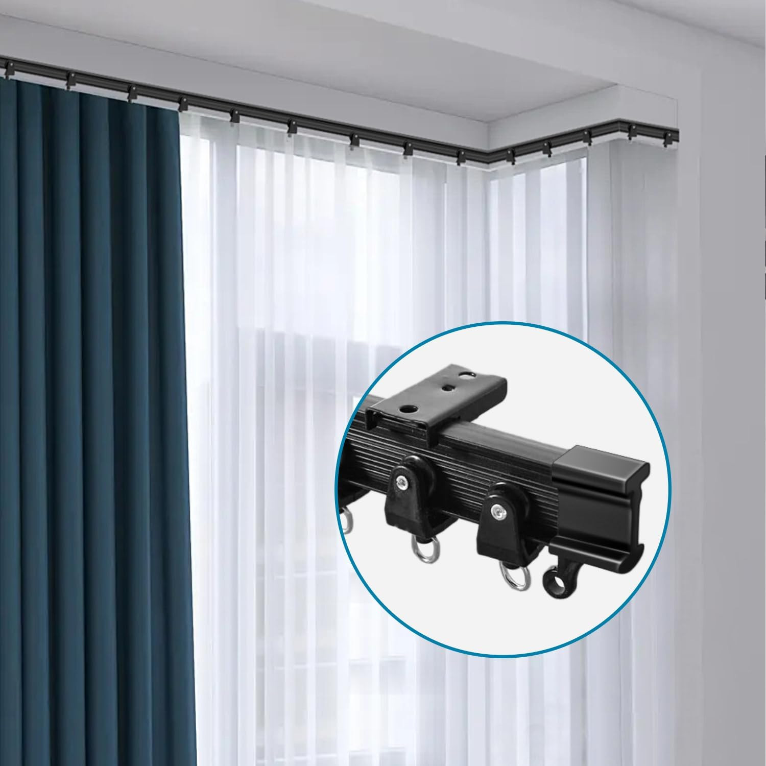 Flexible Bendable Curtain Track End Caps, Set of 4 Curved Siding Ceiling Wall Mo
