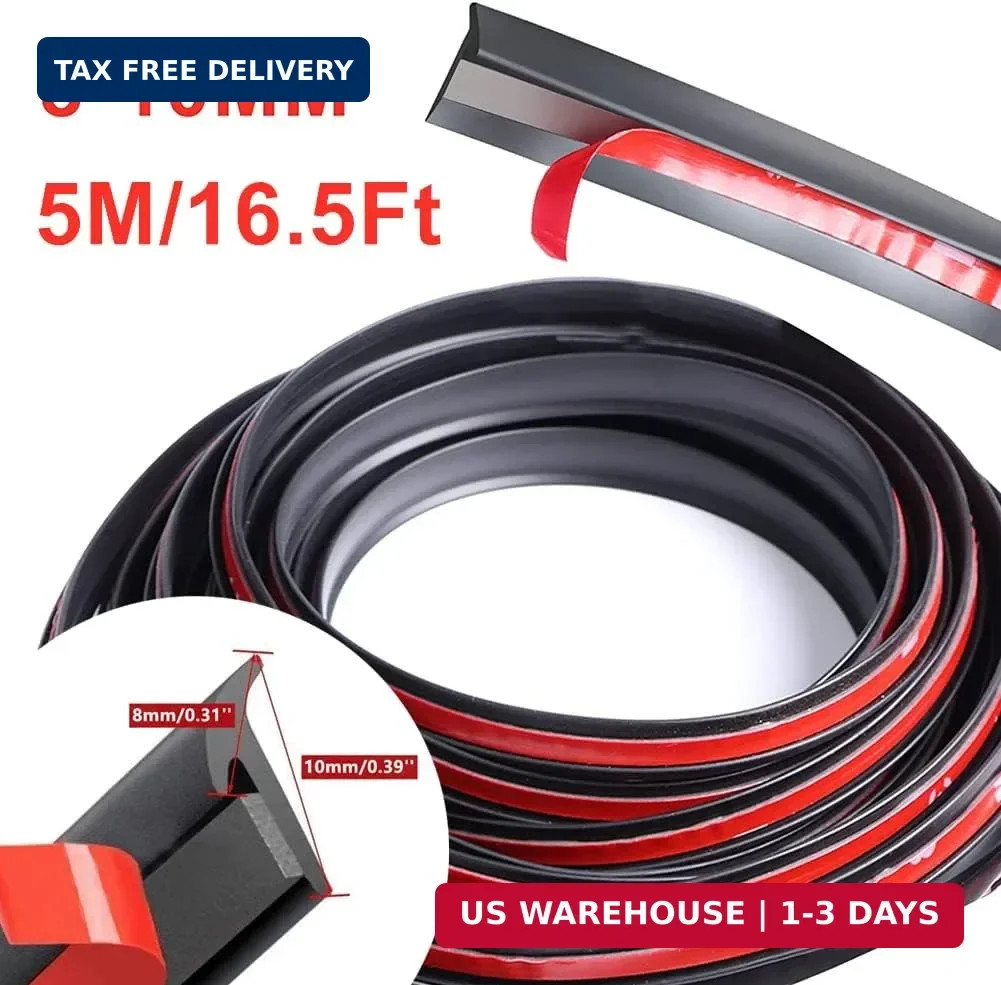 5M/16.5Ft Universal Self Adhesive Auto Rubber Weather Draft Seal Strip, Car Wind