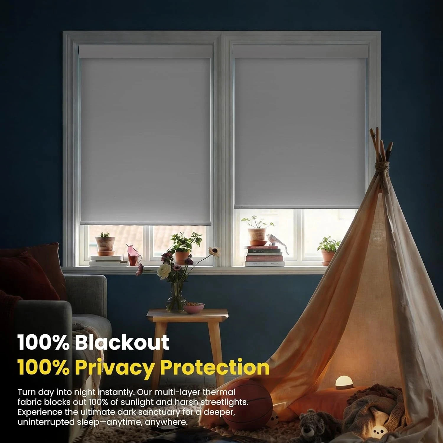 Motorized Blinds No Drill Automatic Blinds Windows Cordless Shades 44 x72 WHT