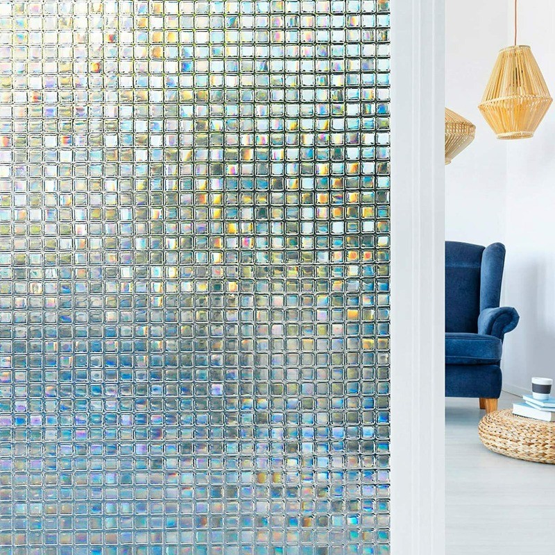 Window Film Privacy Static Cling Stained Glass Film Mirror Decoration 17.5*78.7″