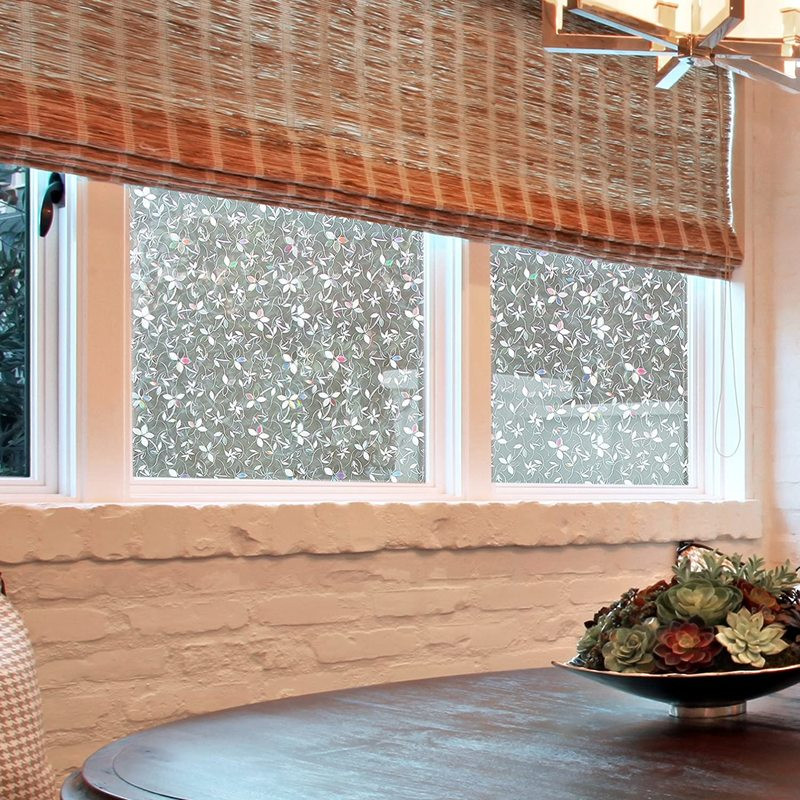 UK Translucent Stained Static Cling Glass Stickers 3D Floral Window Film Decor